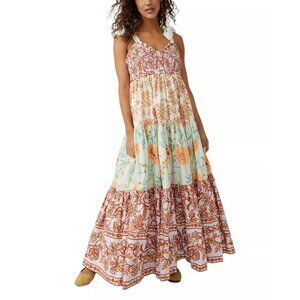 NWOT Free People Bluebell Maxi Dress Tiered Sundress Boho 100% Cotton Sz Medium